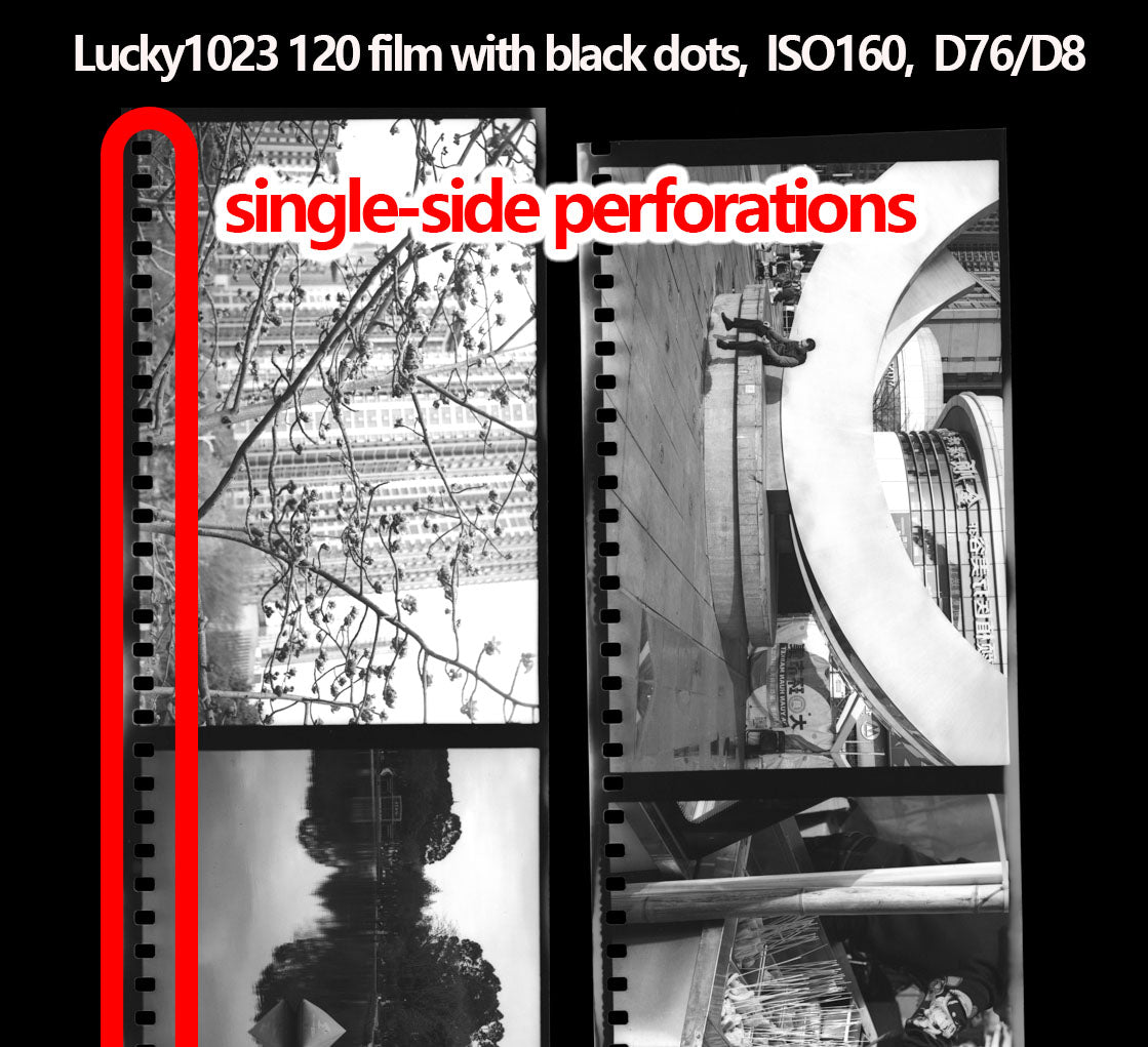 5 rolls, Lucky1023 B&W 120film with black spots(for practicing/camera testing)